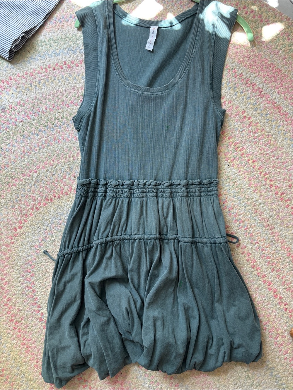 Anthropologie Olive Green Sleeveless Drawstring A-Line Dress